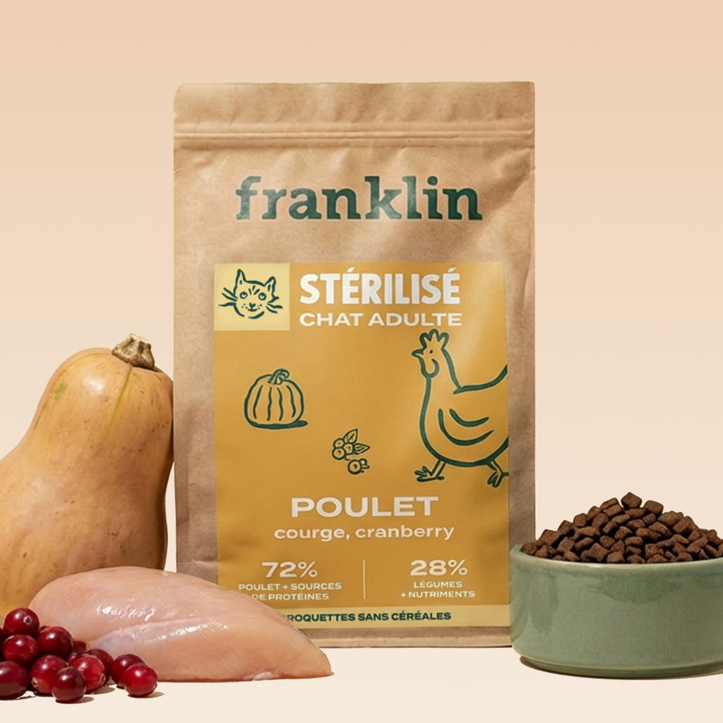 Franklin — Poulet, courge, cranberry · chat stérilisé