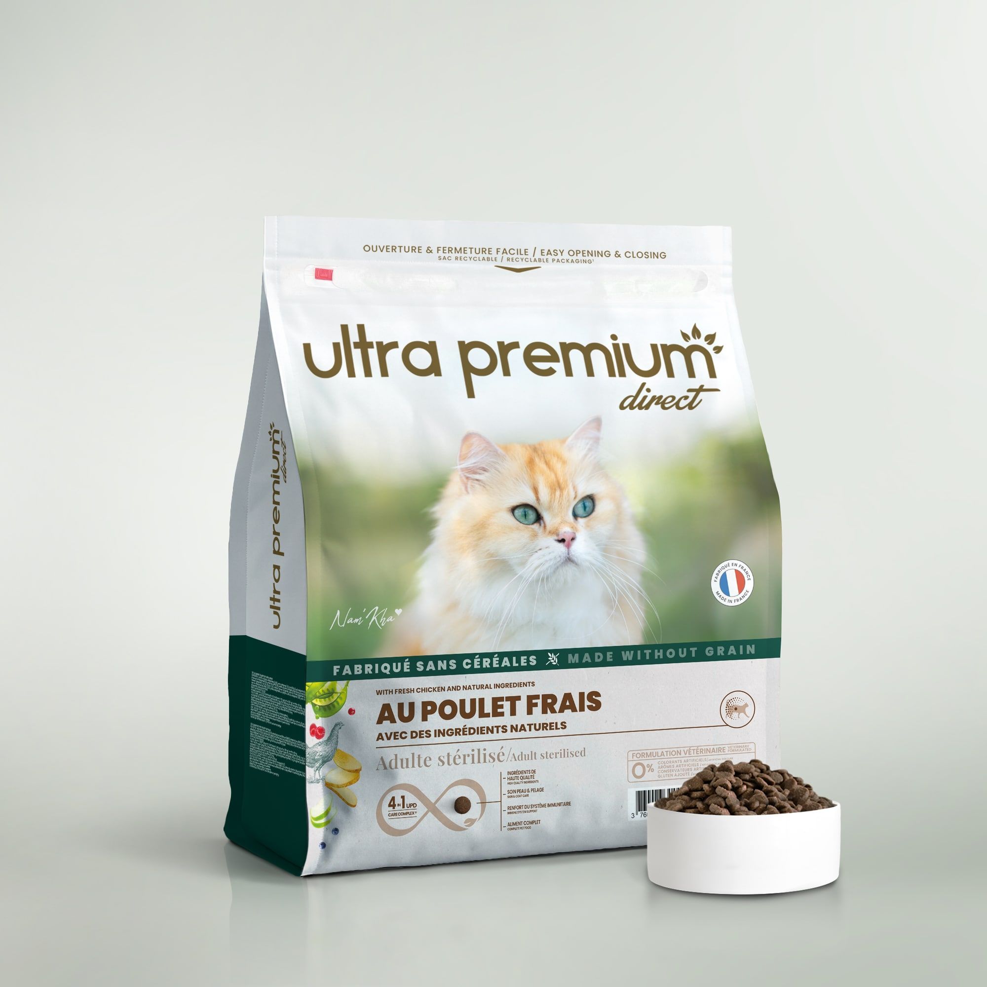Ultra Premium Direct — Sans céréales au poulet frais · adulte stérilisé